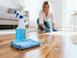 Kobieta czyści plastikowy przedmiot ściereczką i patyczkiem higienicznym, stosując bezpieczne metody usuwania kleju.